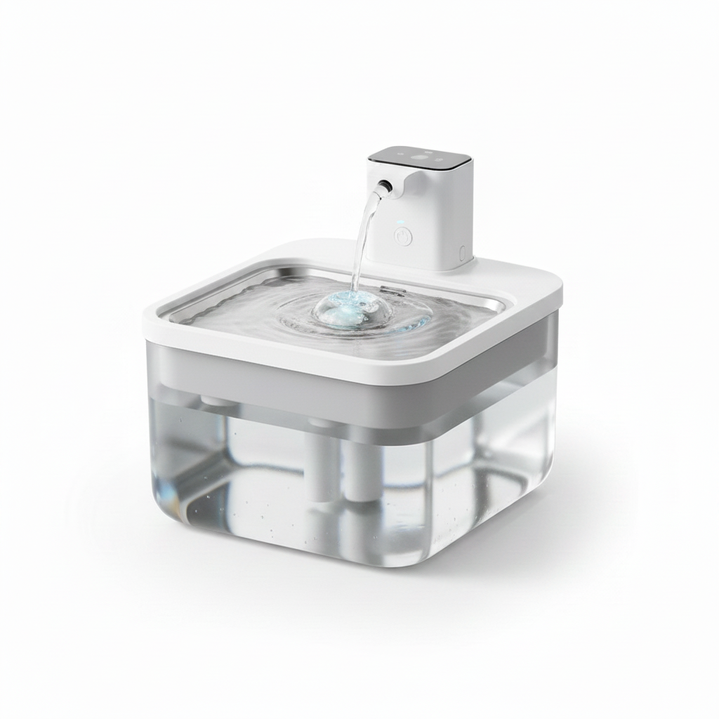 Sip & Purr™ Wireless Stainless Steel Water Fountain in White - Studio Shot