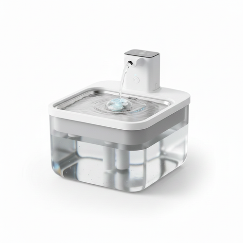Sip & Purr™ Wireless Stainless Steel Water Fountain in White - Studio Shot