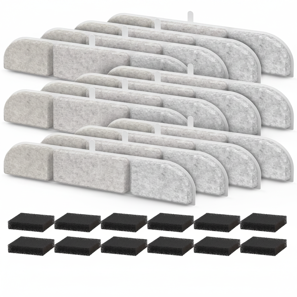 Sip & Purr™ 12-Pack Activated Carbon Replacement Filters and Sponges for Cat Water Fountain